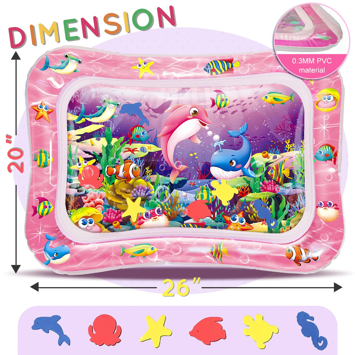 Infinno Inflatable Tummy Time Mat Premium Baby Water Play Mat for Infants and Toddlers Baby Toys for 3 to 24 Months, Strengthen Your Baby's Muscles, Portable
