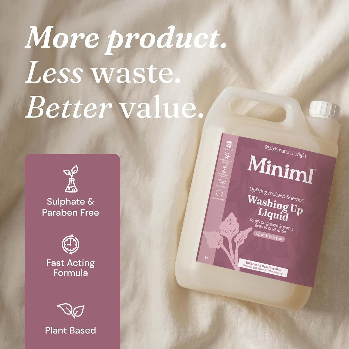 Miniml Eco Washing Up Liquid 5L Refill – Wild Rhubarb & Lemon