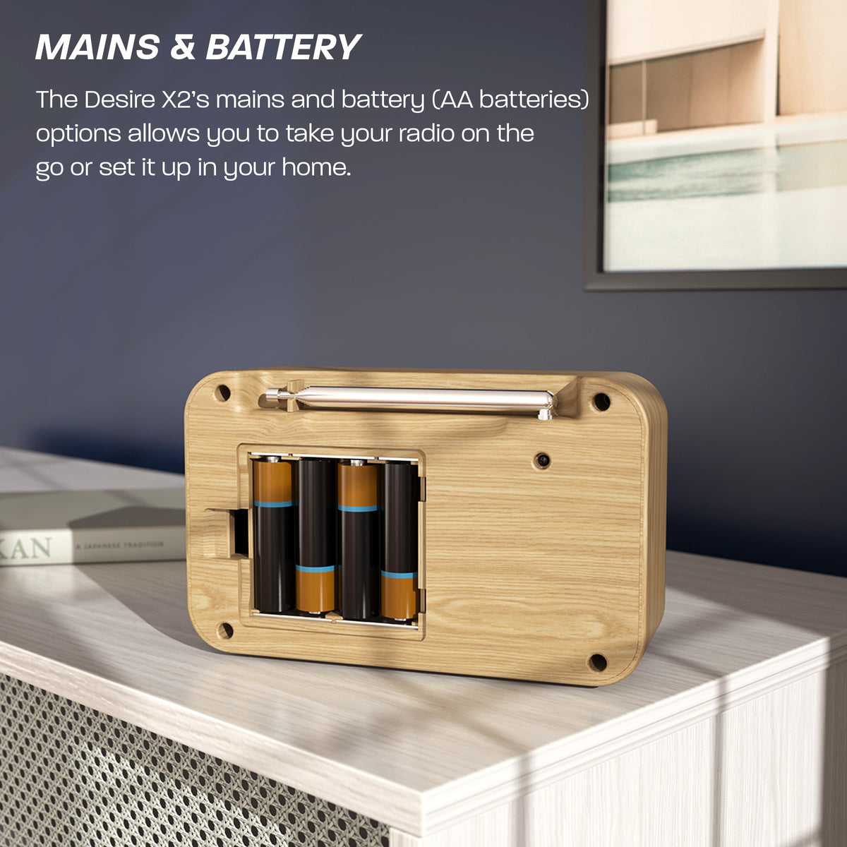 DAB/DAB+ & FM Portable Digital Radio | Simple Controls | Dual Alarms & Sleep Timer | Battery & Mains Powered (4x”AA”) | Bluetooth | Perfect for Home, Office or Outdoors | AZATOM Desire X2 (Black)