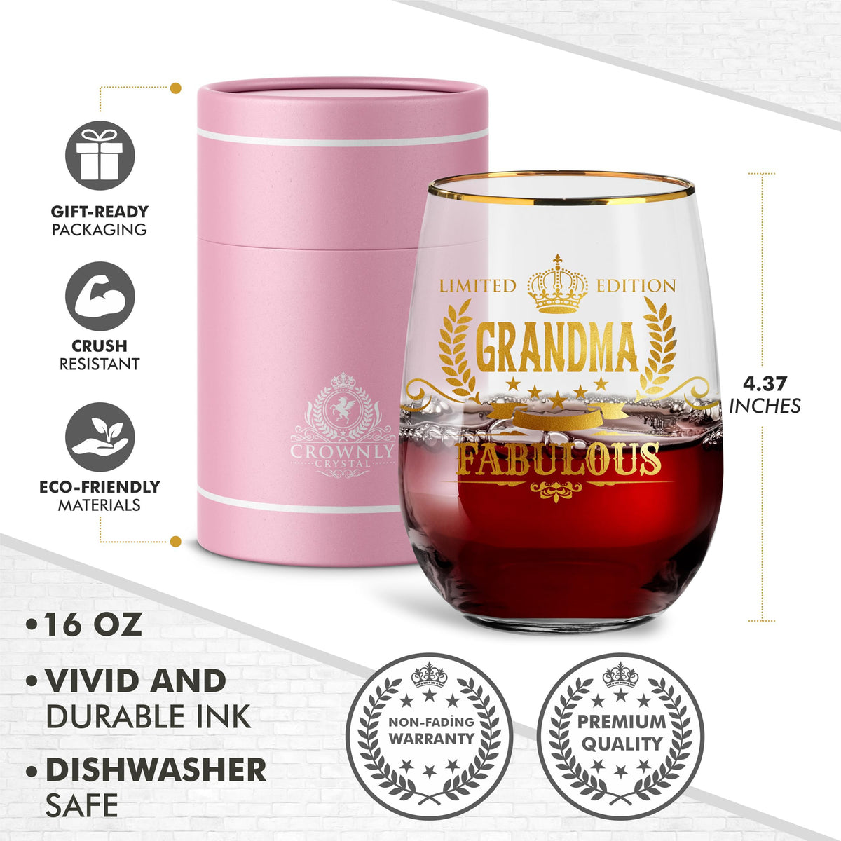 CROWNLY CRYSTAL® Gifts for Mum Personalised Glass Birthday Gift Mothers Day Presents from Daughter or Son Gifts for Mummy Popular Gift for Her