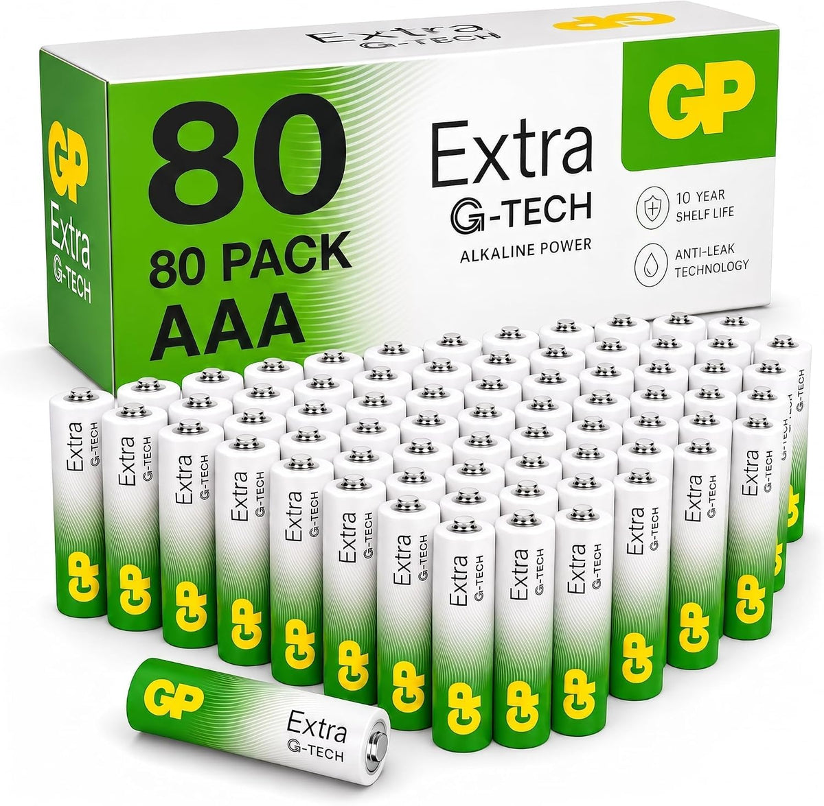 GP Extra AAA Batteries Bulk Pack of 36 1.5V Alkaline 10 Yr Life - Anti-Leak