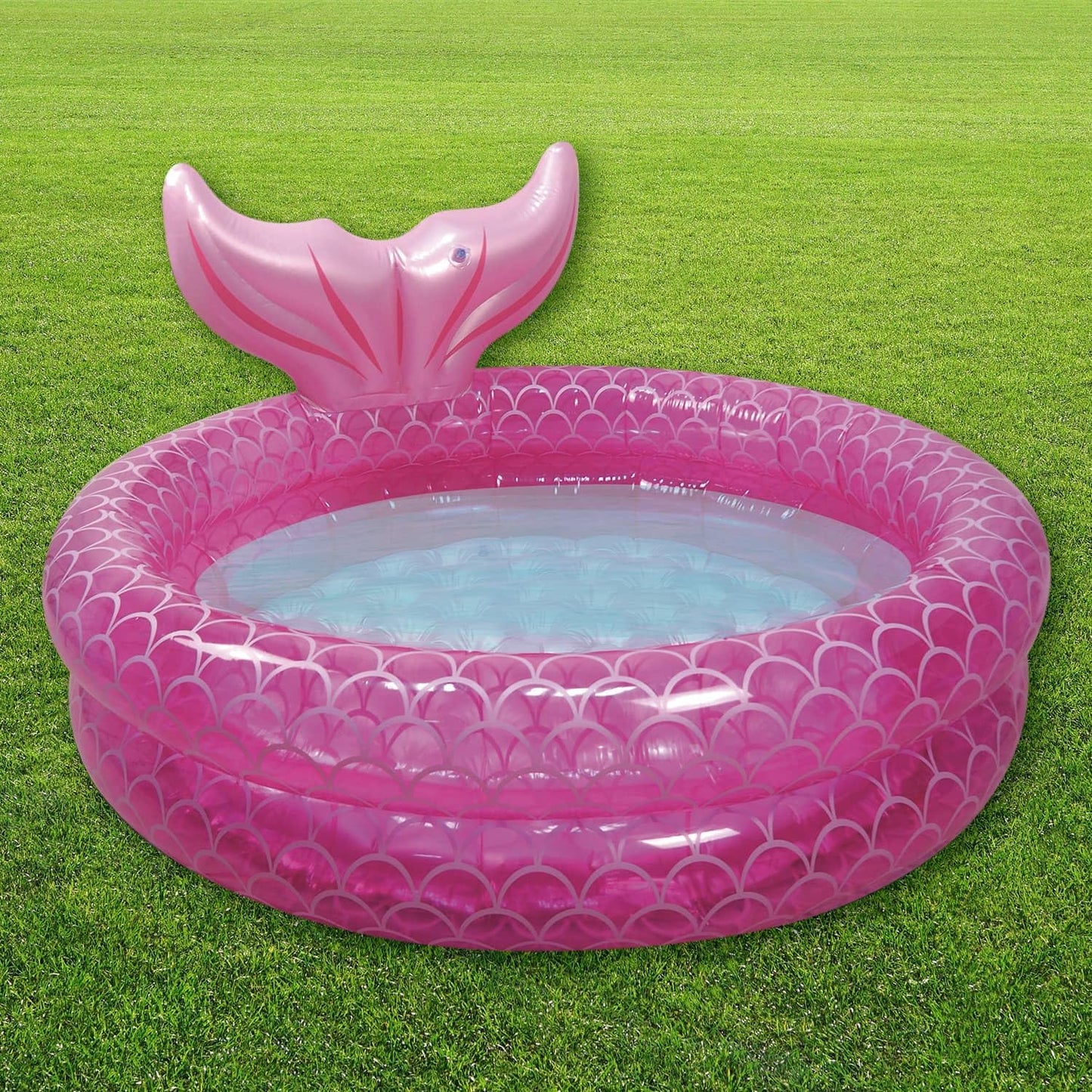 CKB LTD Kids Inflatable Mermaid Paddling Pool for Children Toddlers, 140cm Diameter, Vibrant Pink Colour, Enchanting Mermaid Tail Design, Suitable for Ages 2+