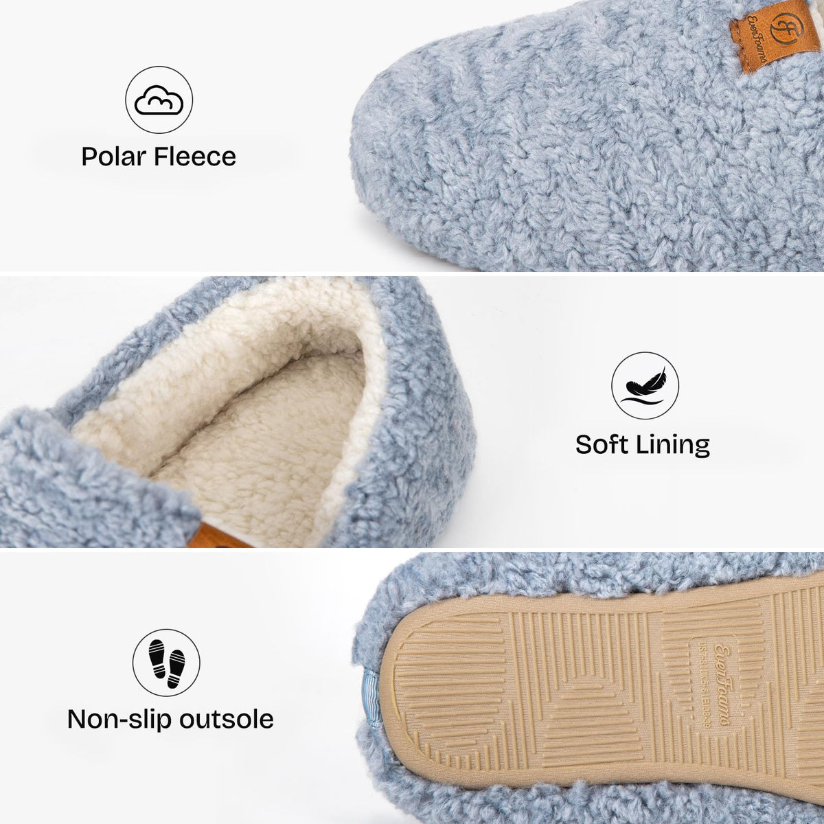 EverFoams Women's Fuzzy Full Slippers Faux Shearling Memory Foam
