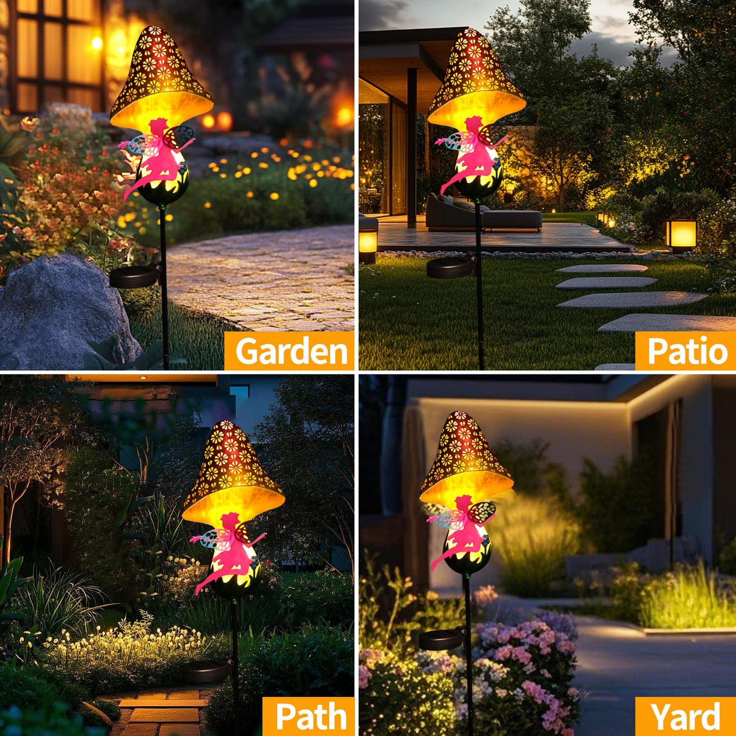 ZKLiLi Solar Lights Garden Decorations,Moon Fairy Light,Solar Crackle Glass Globe,Warm LED Light for Pathway Lawn Patio Courtyard Gifts for Mom Grandma Women