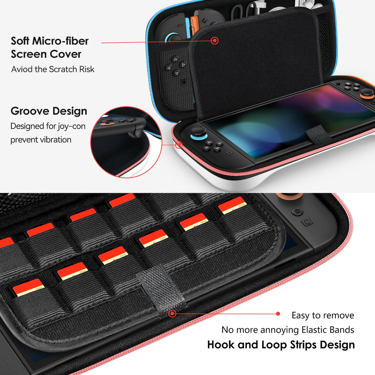ivoler Carry Case for Nintendo Switch 2 (2025 Model) – Protective Portable Hard Shell Pouch Carrying Travel Game Bag for Nintendo Switch 2 Accessories Holds 12 Game Cartridge– Black