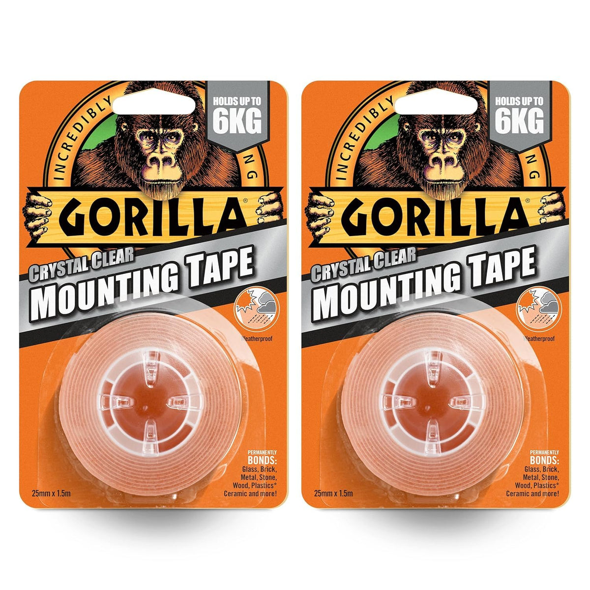 Gorilla Double Sided Mounting Tape Clear 1.5m, Pack of 1