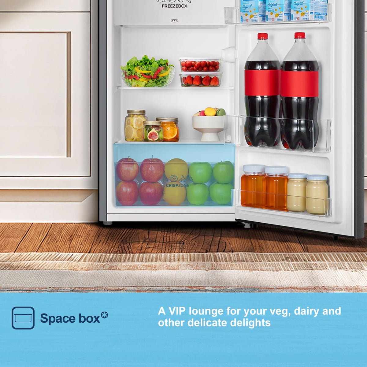 Fridgemaster 45L Table Top Mini Fridge MUR4545, 45cm Compact Refrigerator with Adjustable Thermostat, Reversible Door, 39dB Low Noise, White, Energy Class E