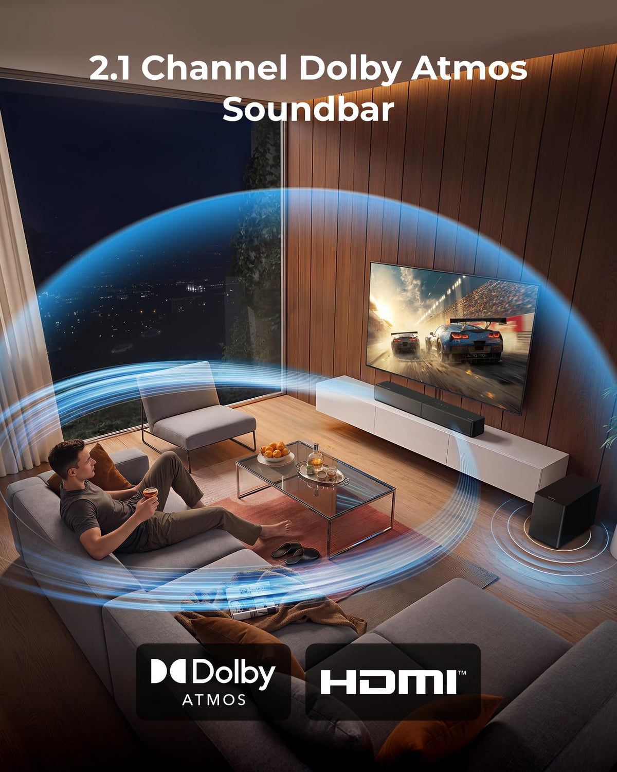 ULTIMEA 9.1ch Surround Sound System with Dolby Atmos, 2 Rear Speaker, 6.5" Wireless Subwoofer, RGB Light, App, Detachable Surround Sound System for Home Theater, Peak Power 470W, HDMI eARC, Apollo S90