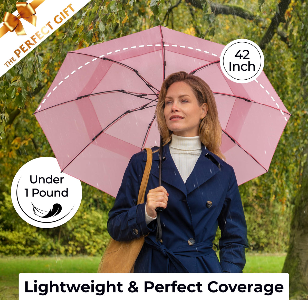 TUMELLA Strongest Windproof Travel Umbrella (Compact, 100MPH Wind-Tested)