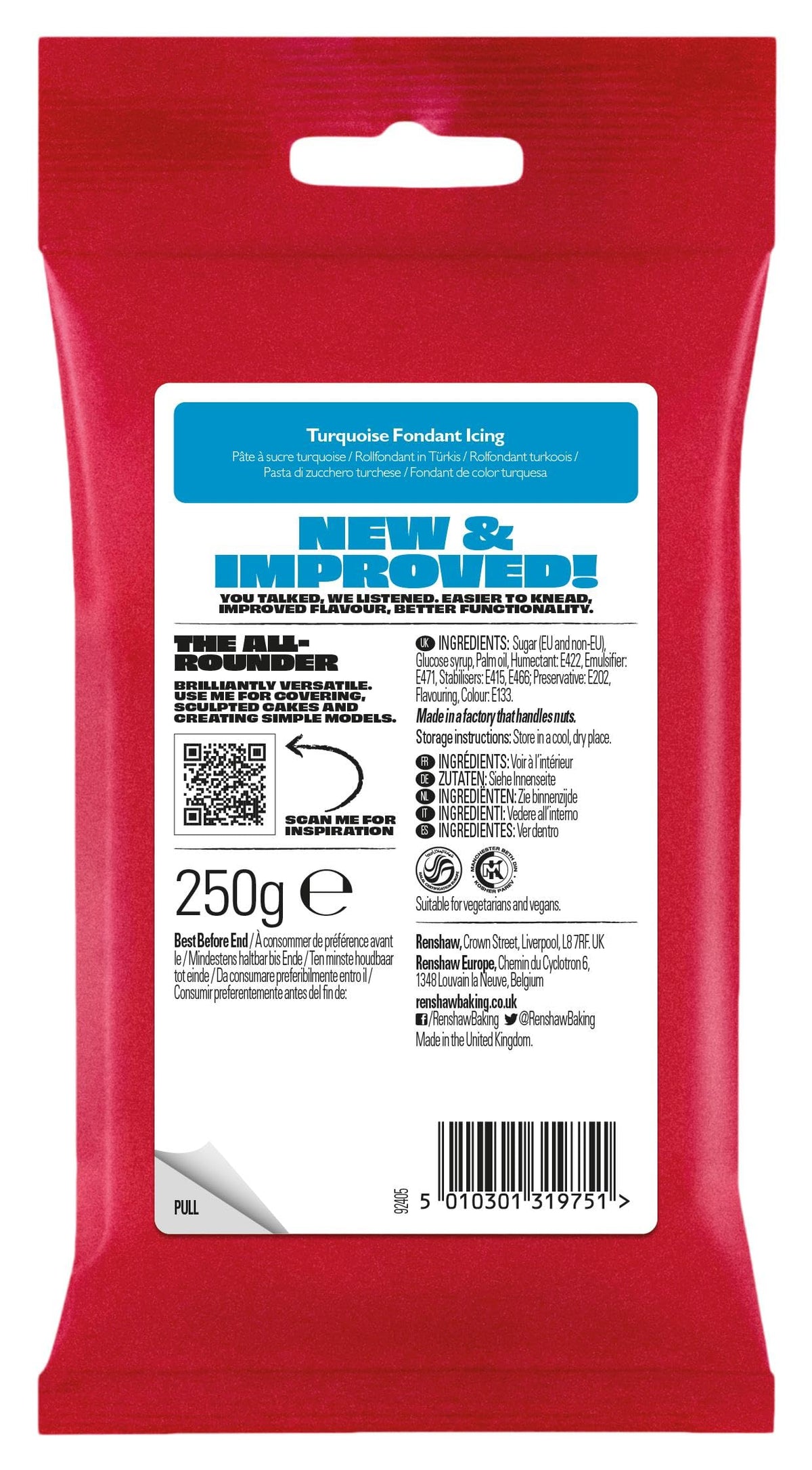 Renshaw White Ready to Roll Fondant Icing, 500 g (Pack of 1)