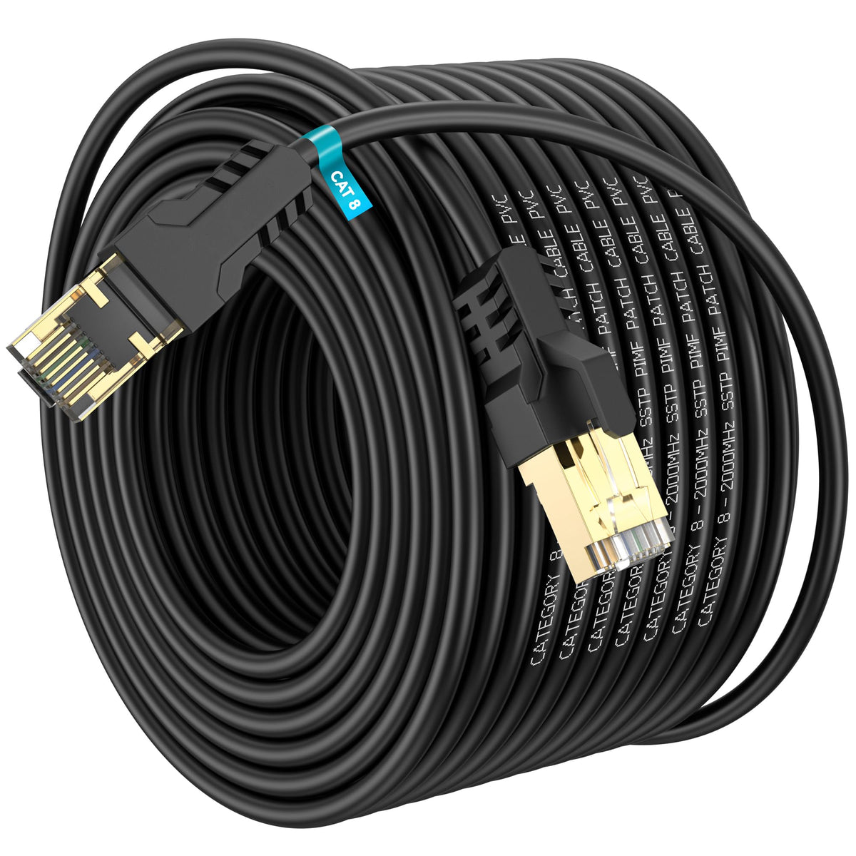 Cat 8 Ethernet Cable 1M, High Speed 40Gbps 2000Mhz Internet Cable, Lan Cable with Gold Plated RJ45 Connector,Weatherproof Outdoor&Indoor,for/PC/Modem/Router/Gaming, Faster Than Cat7/Cat6/Cat5