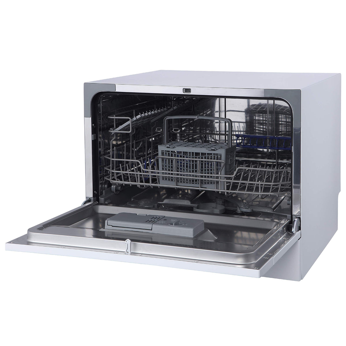 Russell Hobbs Table Top Dishwasher Compact Mini with 6 Place Settings, LED Display, Button Control, 6 Programmes, Portable & Efficient, 24hr Timer, Rinse & Eco Mode in White, RH6TTDW0D1W