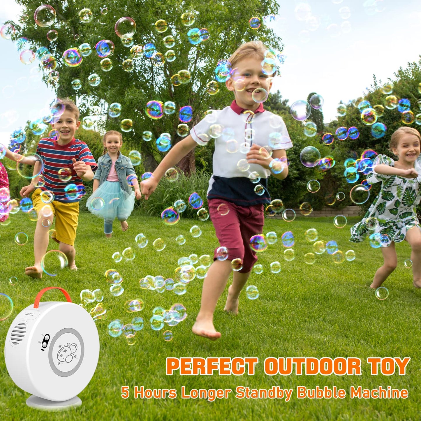 Bubble Machine Age 3+ for Kids Automatic Bubble Blower for Toddlers Rechargeable Battery Operated Portable Bubble Maker for Little Boys Girls Fun Electric Bubble Toy Rotated 90°/360° Outdoor Party