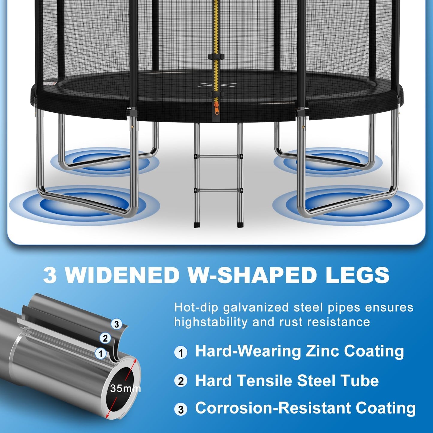 Devoko 7.5ft Rectangular Garden Trampoline with Safety Net — 42 Springs, Padded Edges