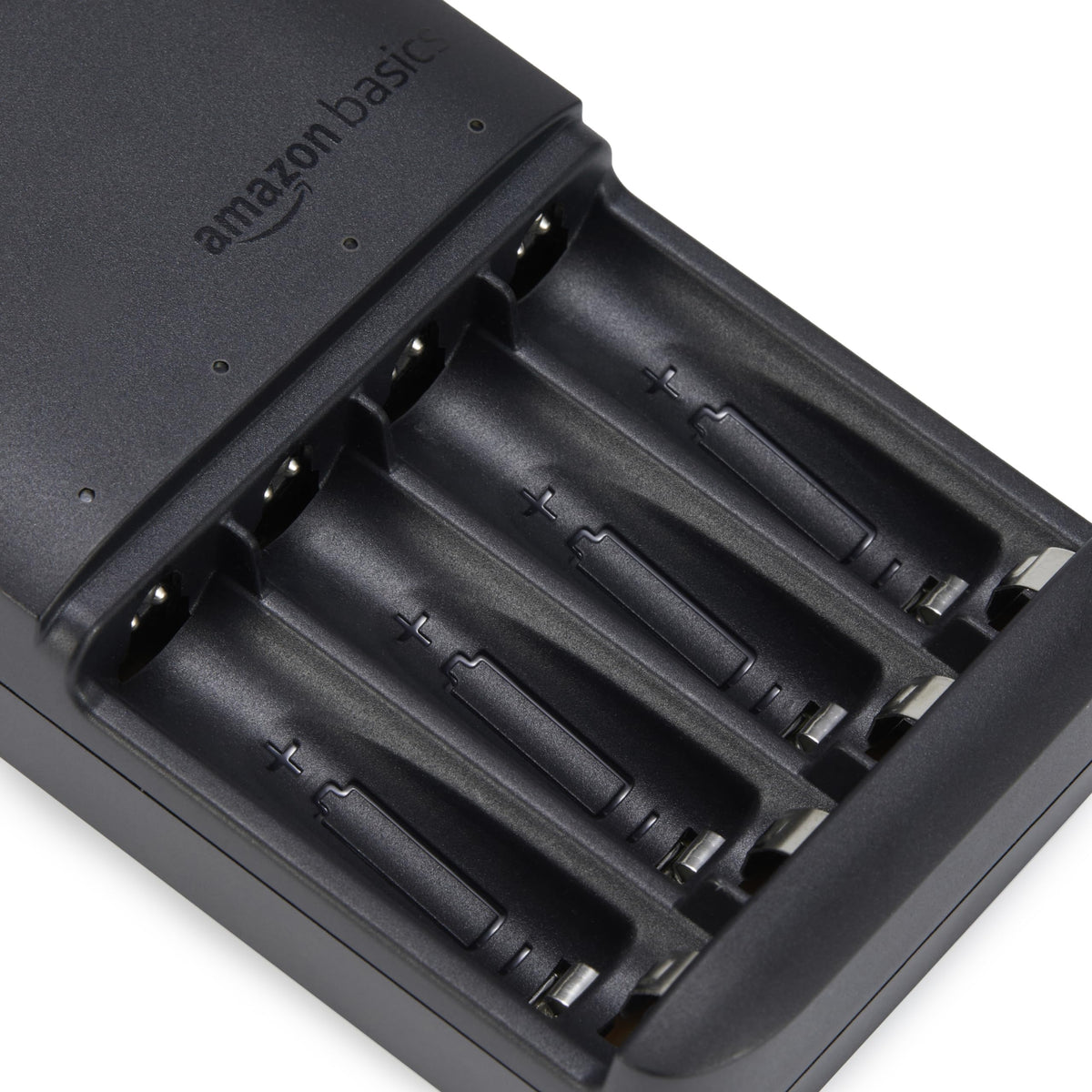 Amazon Basics 4 Slot Ni-MH AA & AAA Battery Charger With Indicator LEDs, With USB Port, Black