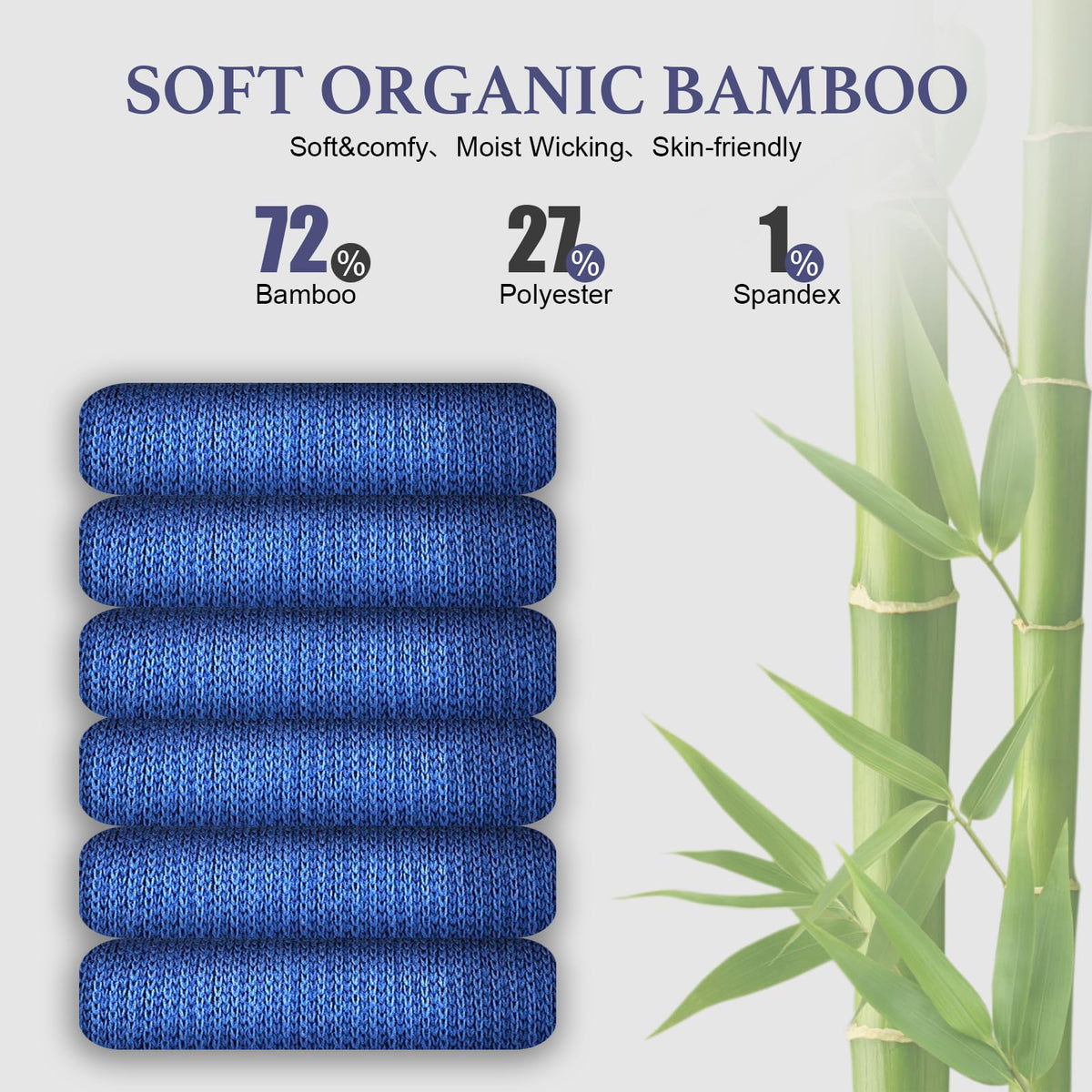 Niorasen Men's Extra Wide Diabetic Bamboo Socks, 3/6 Pairs