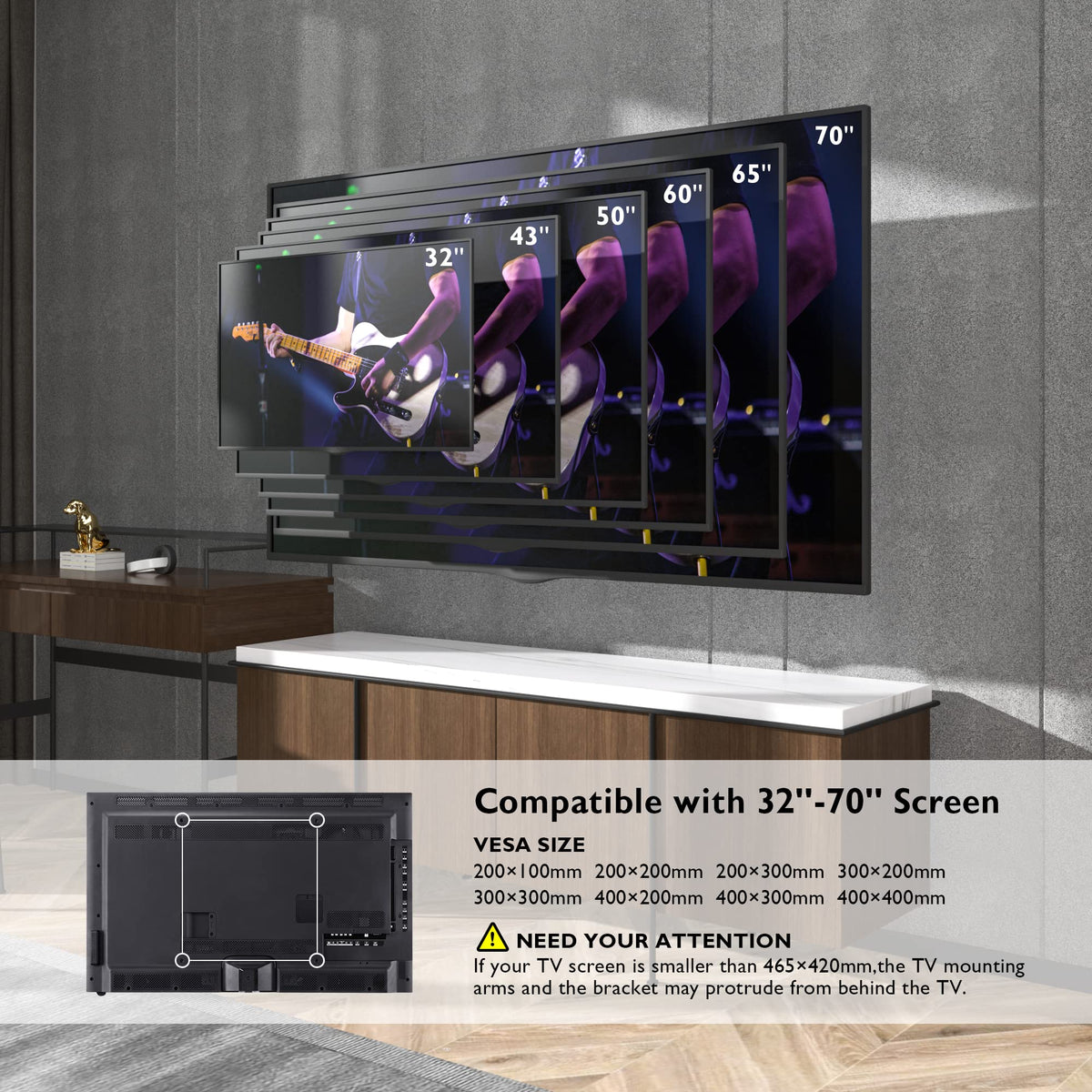 BONTEC Long Reach TV Wall Bracket, 1040 mm TV Mount for 32-75 Inch, 60 kg