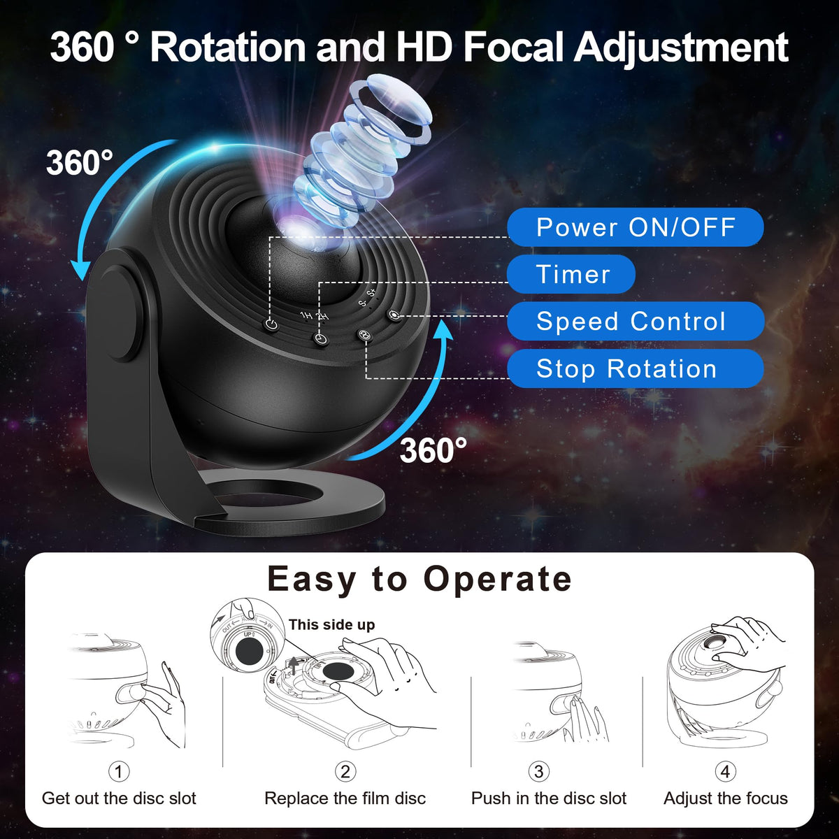 Planetarium Projector for Bedroom, 13 in 1 Galaxy Star Projector Light, Nebula Night Light with Timer, LED Space Galaxy Lamp Room Decor for Adults Kids, White