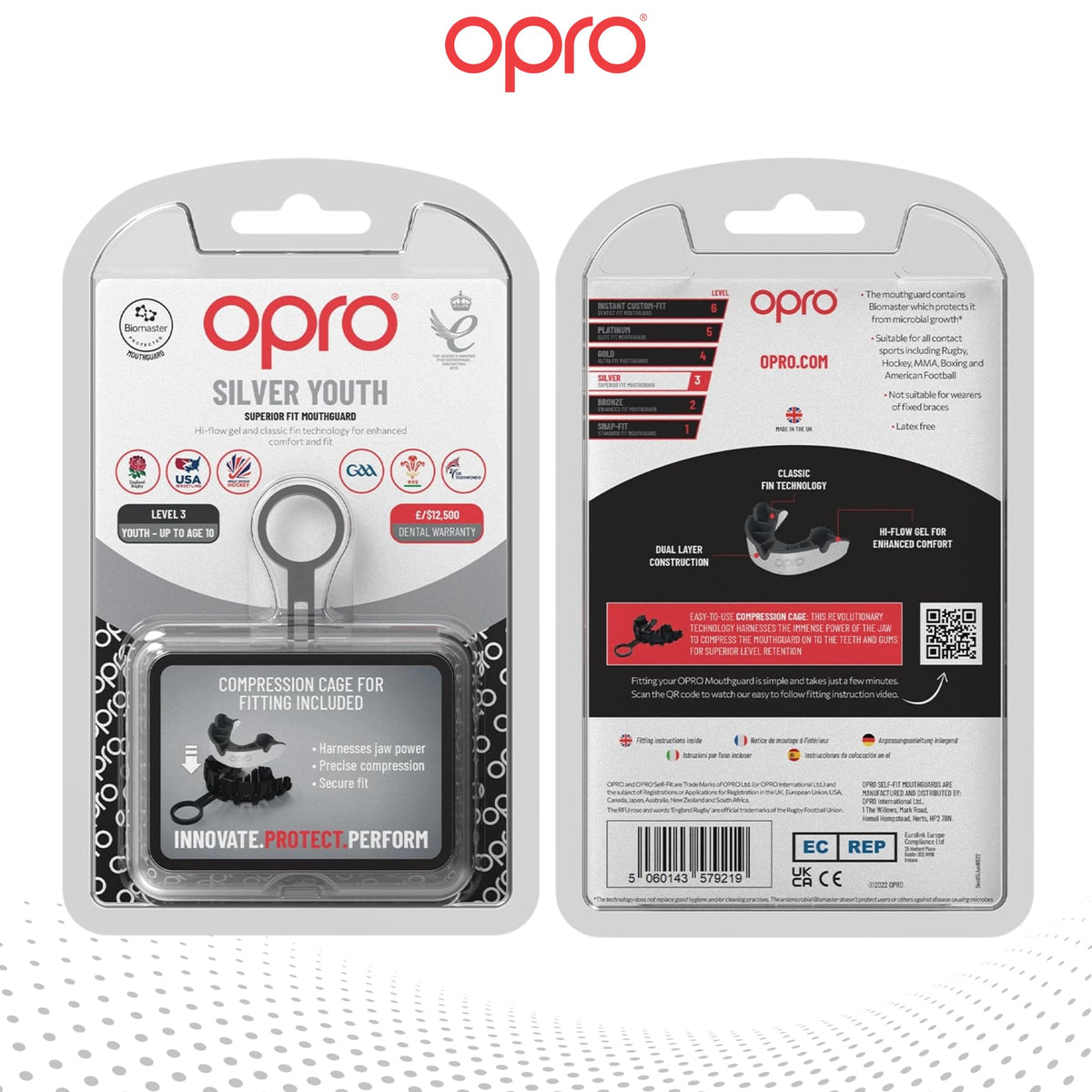 OPRO Silver Level Mouthguard Essential Fit – Gum Shield Adult and Kids – OPRO Mouth Guard Boxing and MMA, Easy Self-Fit Gum Shield Rugby and Hockey – Superior Protection with Dental Warranty