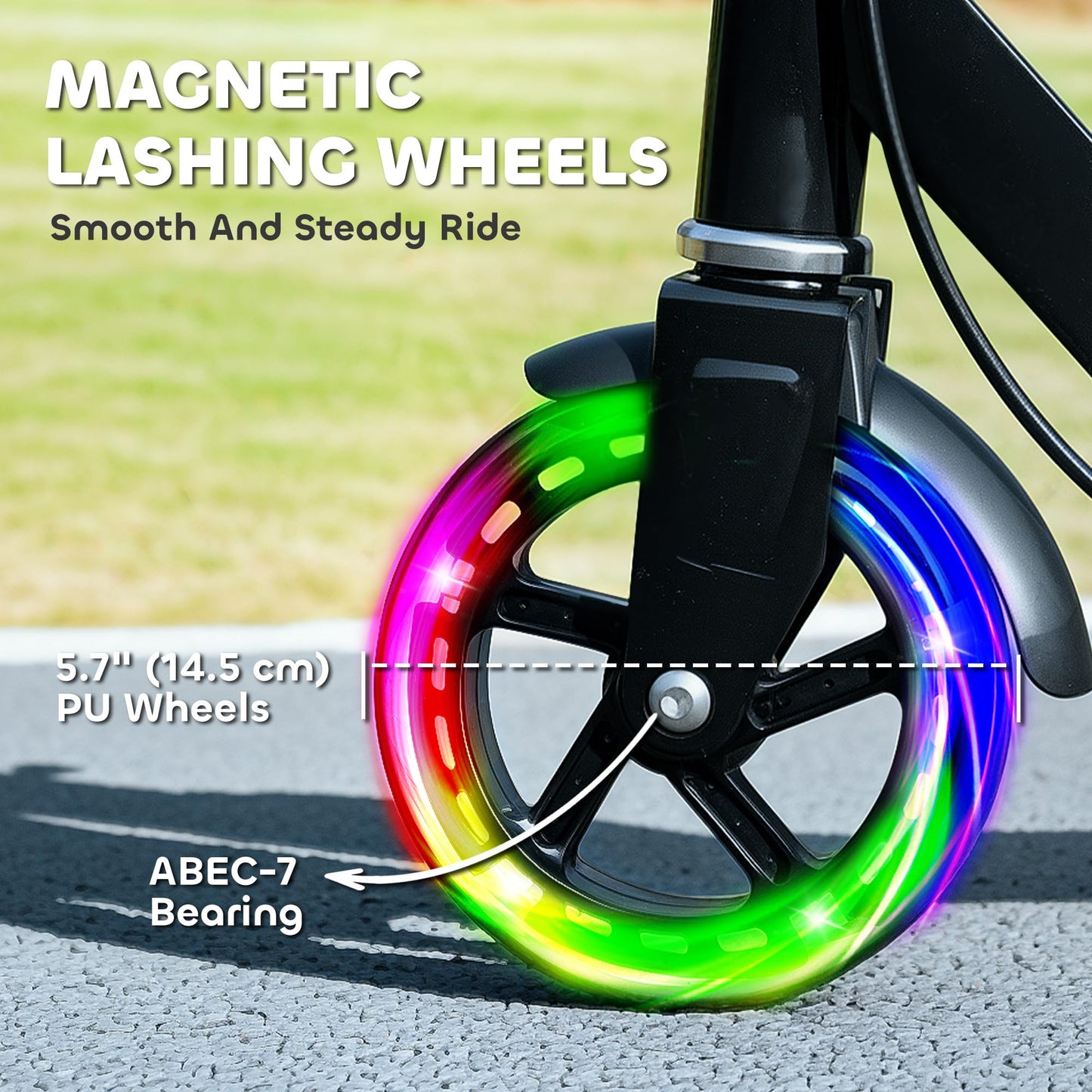 AIYAPLAY Kids Folding Scooter with LED Light-Up Wheels — Ages 3-8, Dual Brakes