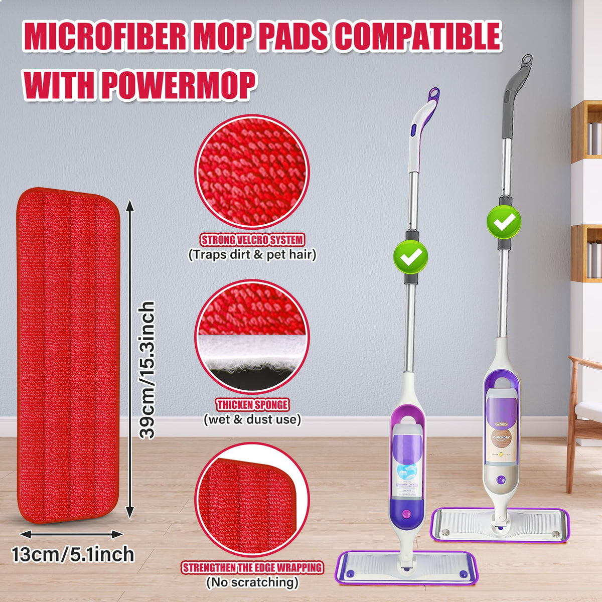 Spray Mops with 3 Washable Pads: Microfibre Floor Mop for Cleaning Floors