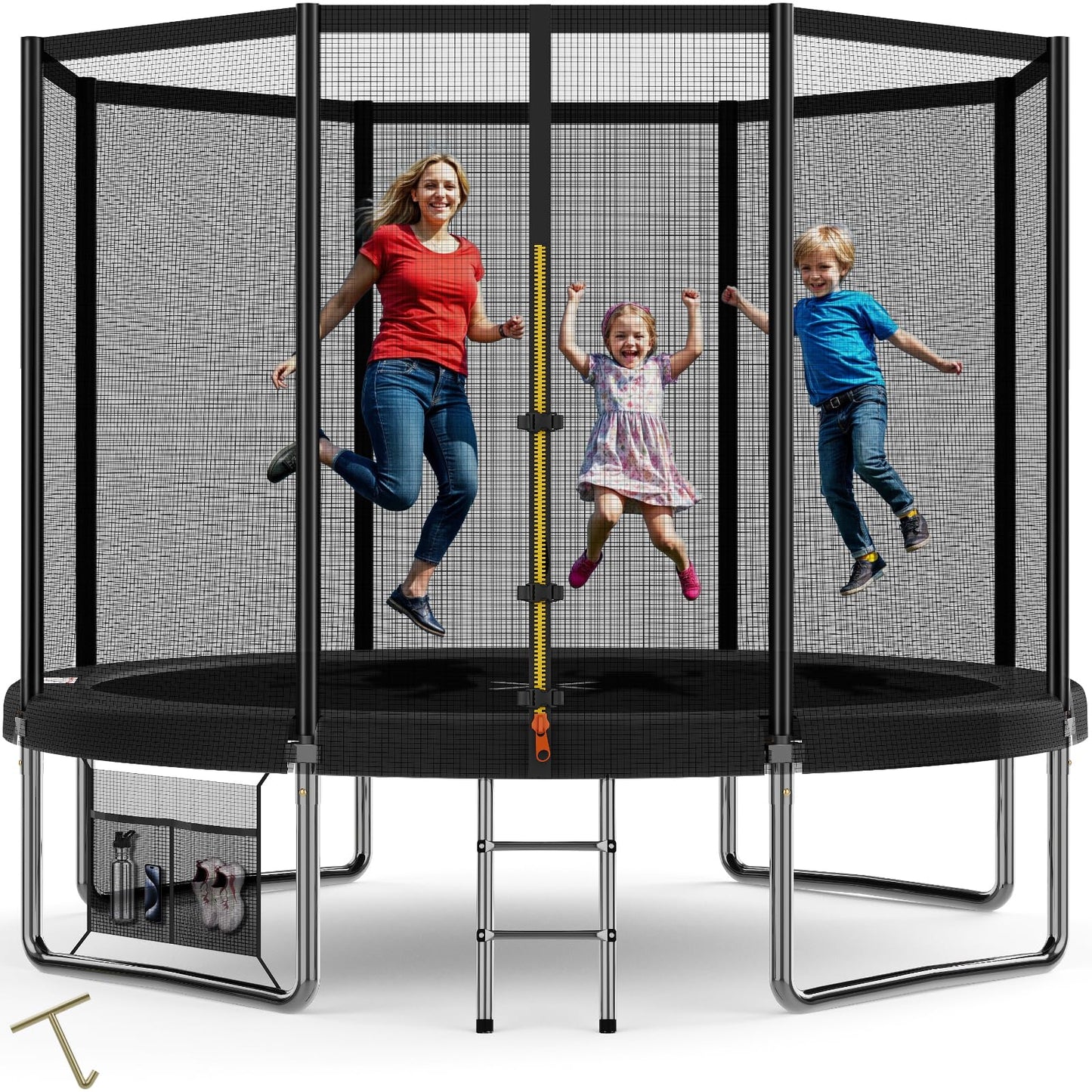 Devoko 7.5ft Rectangular Garden Trampoline with Safety Net — 42 Springs, Padded Edges