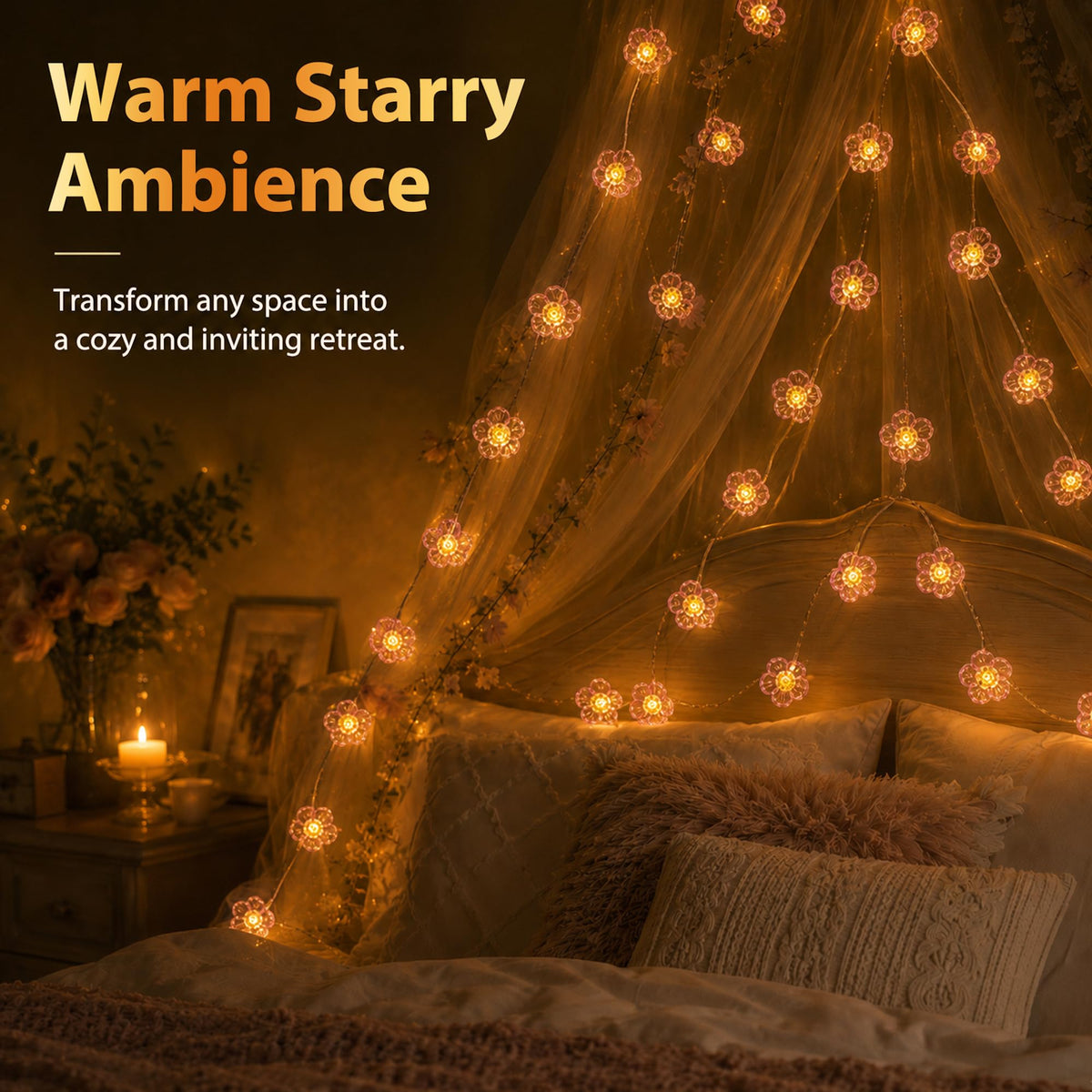 Fulighture Fairy Lights Battery Operated: 5m 16ft 40LED Snowflake