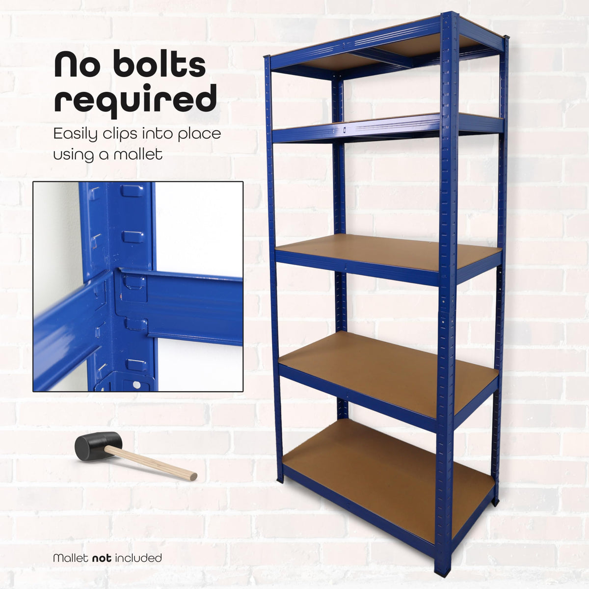 DIVCHI 5 Tier Storage Rack Heavy Duty Shelving Aluminium Garage Shelves Shed Storage Racking Shelf For Warehouse Workshop & Office (Black, Pack of 1) Up to Maximum 175 kg Per Shelf