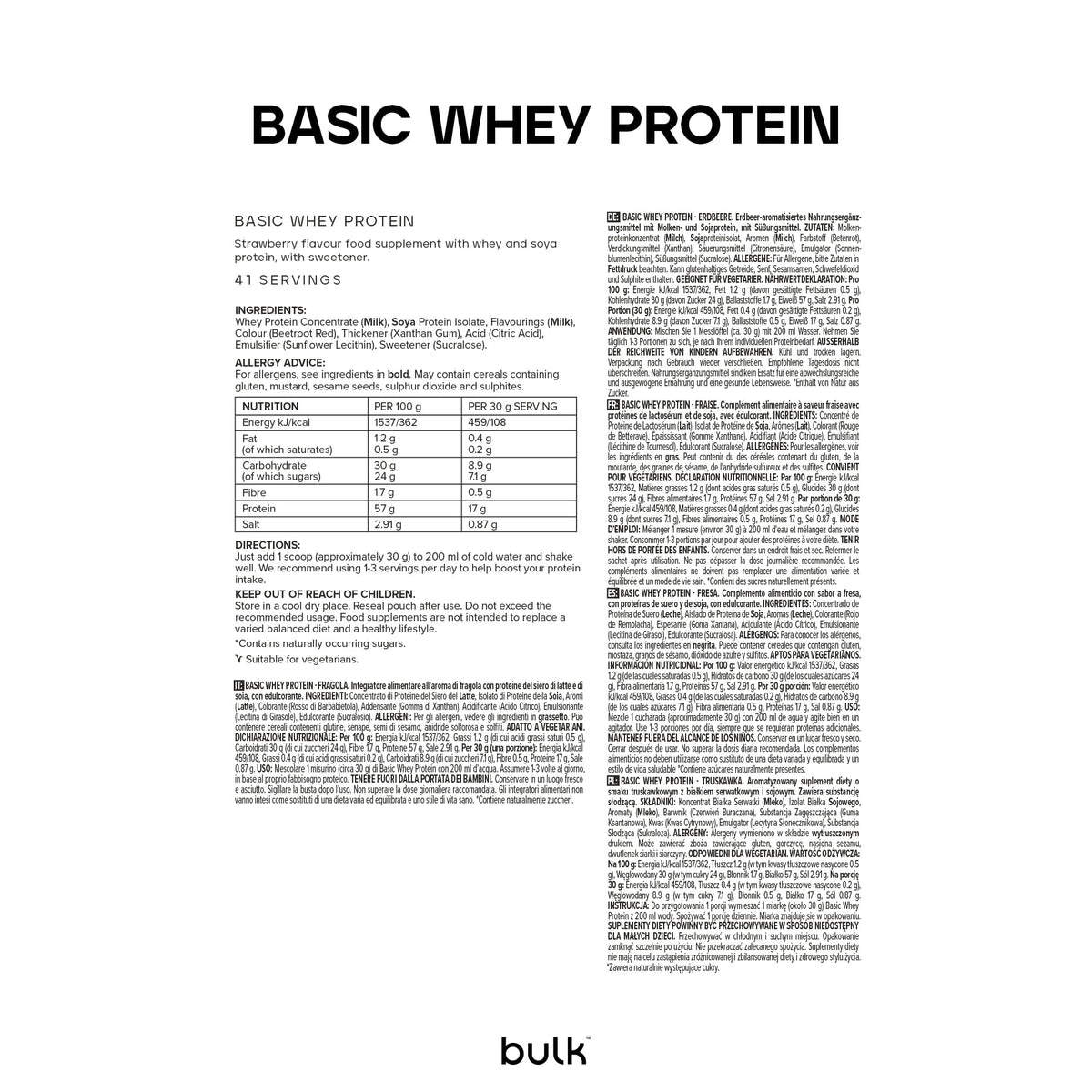 Bulk Basic Whey Protein Powder | Chocolate | 1.25 kg | 41 Servings | Up to 18g Protein per Serving | Low Sugar | Fast Absorbing Formula | Gym Supplement Supports Muscle Growth & Recovery