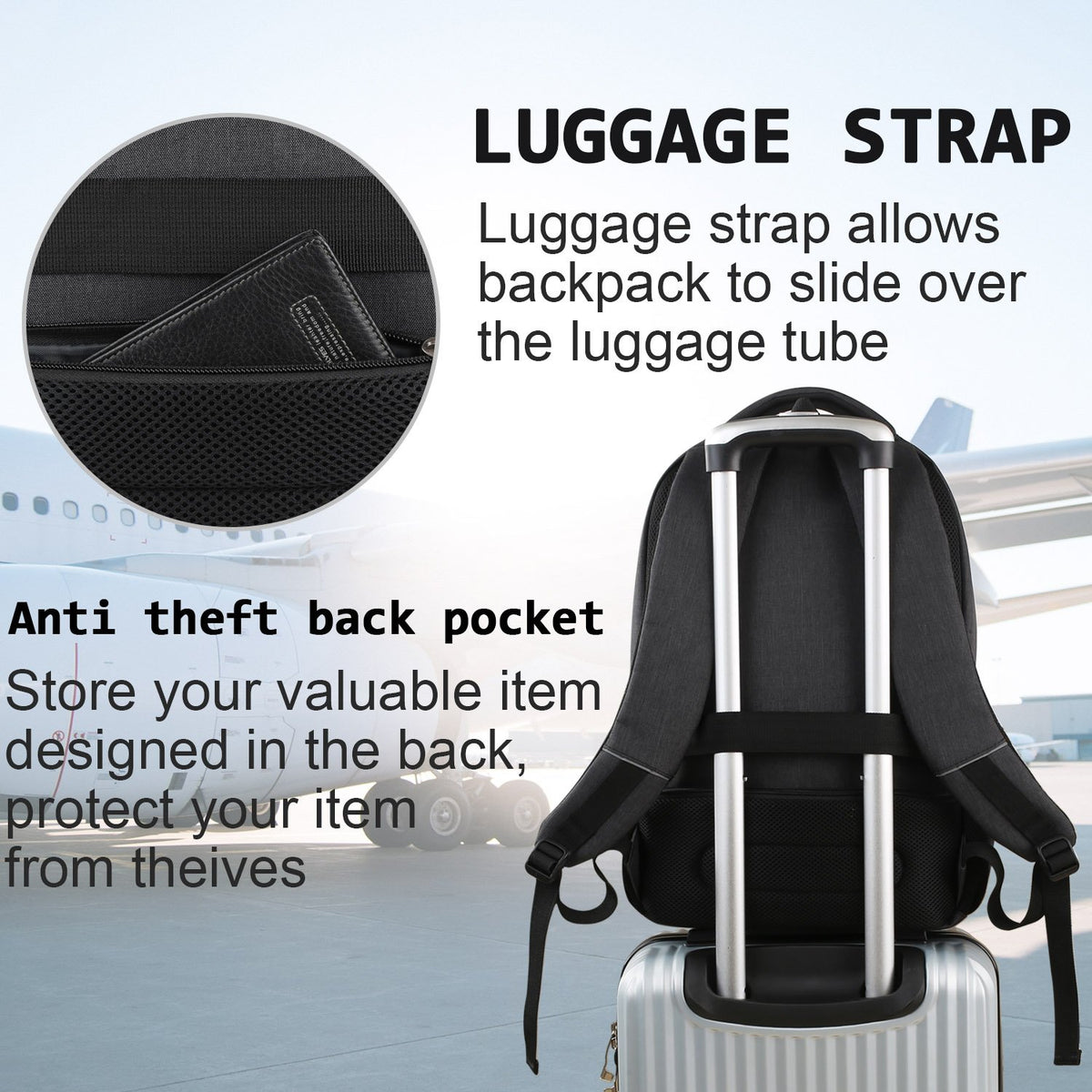KASIBON Laptop Backpack for Men, Anti-Theft Travel Backpack Business