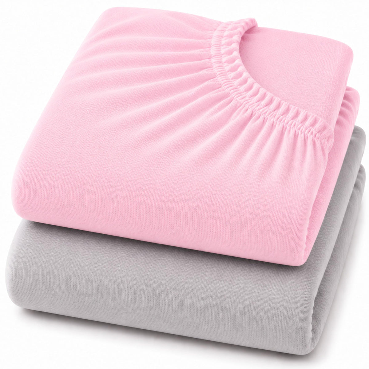 Dudu N Girlie Bedside Crib Sheets 85x51cm – Pink, 2 Pack, Soft Jersey Cotton Fitted Bedding for Co Sleeper & Baby Cribs