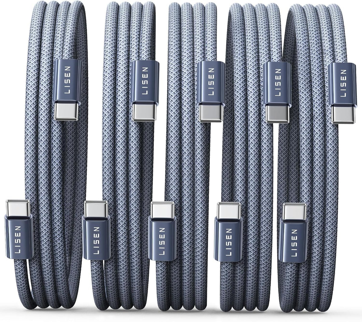 LISEN 60W for Samsung Type C 4-Pack [1M+1M+2M+2M] USB C Charger Cable for iPhone 15 Pro Max, iPad Pro/Air/Mini, Samsung S24, LG, Google Pixel