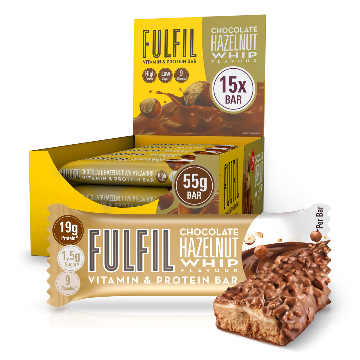 FULFIL Vitamin and Protein Bars, Chocolate Salted Caramel Flavour, 15 x 55g