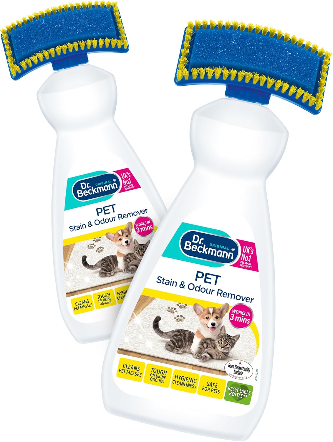 Dr. Beckmann Pet Stain and Odour Remover with Applicator Brush, 2 x 650ml
