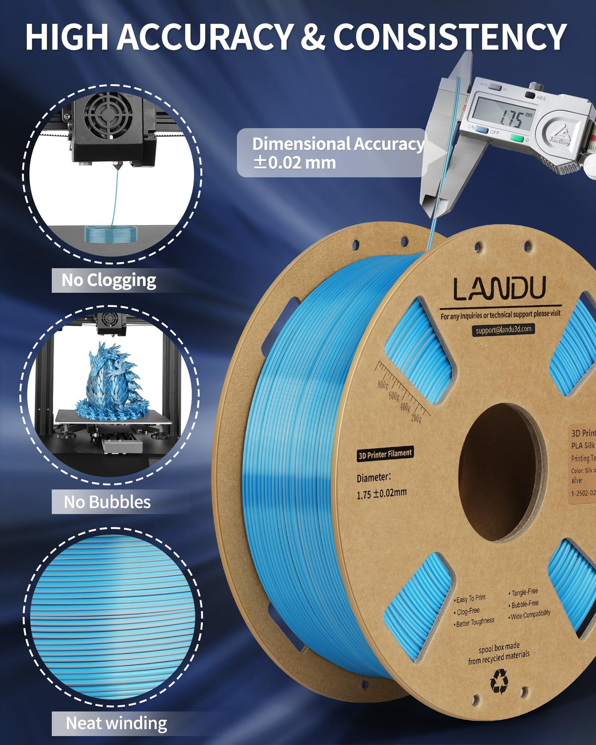 LANDU Filament Dryer 3D Printer Filament Dry Box,2 Spools Double Fast Heating Upgraded Filament Dehydrator Keeping Filaments Dry for 1.75mm/2.85mm One-Key Set for PLA PETG ABS TPU