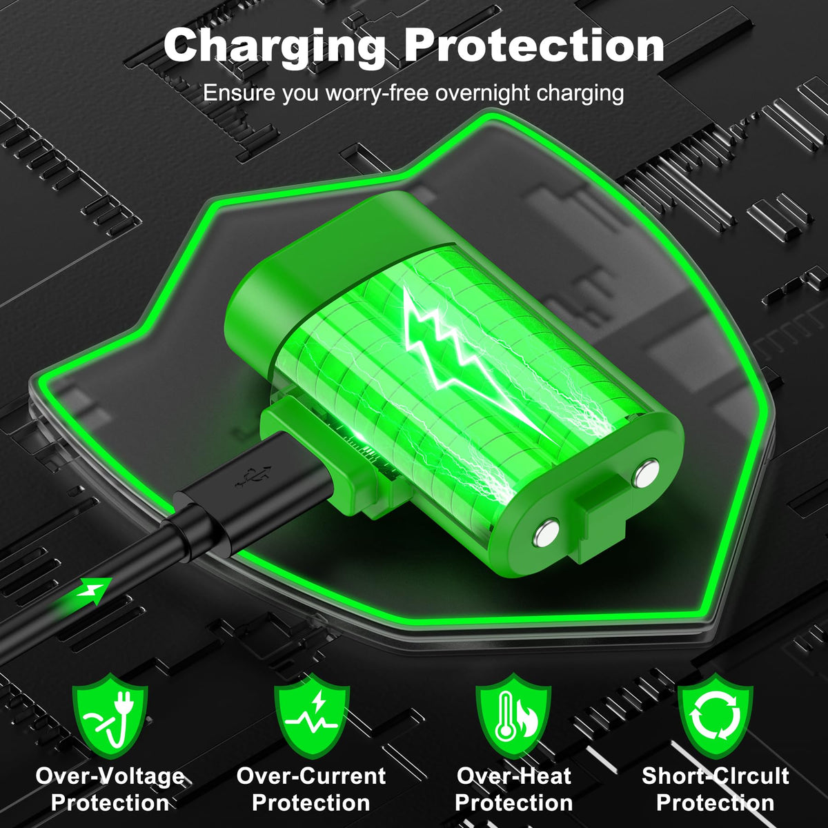 Rechargeable Battery Pack for Xbox Controller, Battery Pack with 2×4800mWh/LED Indicator/12 Hours Playtime,Play and Charge Kit for X-box One/S/X/Elite, Xbox Series S/X Interactive Gaming Figures
