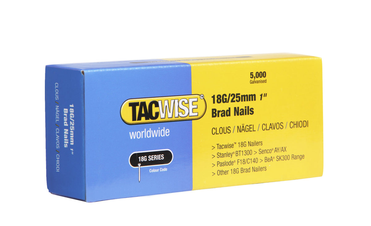 Tacwise 0401 Galvanised Brad Nails Type 18G / 50 mm, Pack of 5000