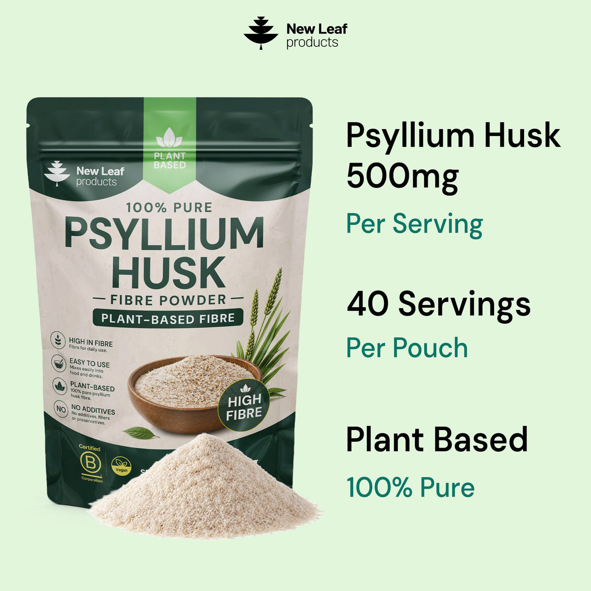 New Leaf Psyllium Husk 4000mg Fibre Supplement 120 Capsules