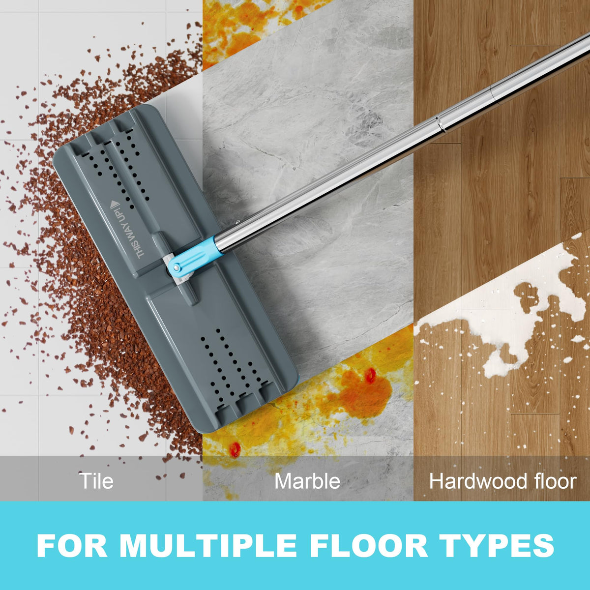 JOYMOOP Mop and Bucket with Wringer Set, Hands Free Flat Floor Mop and Bucket, with 3 Washable Microfiber Pads, Wet and Dry Use, Floor Cleaning System