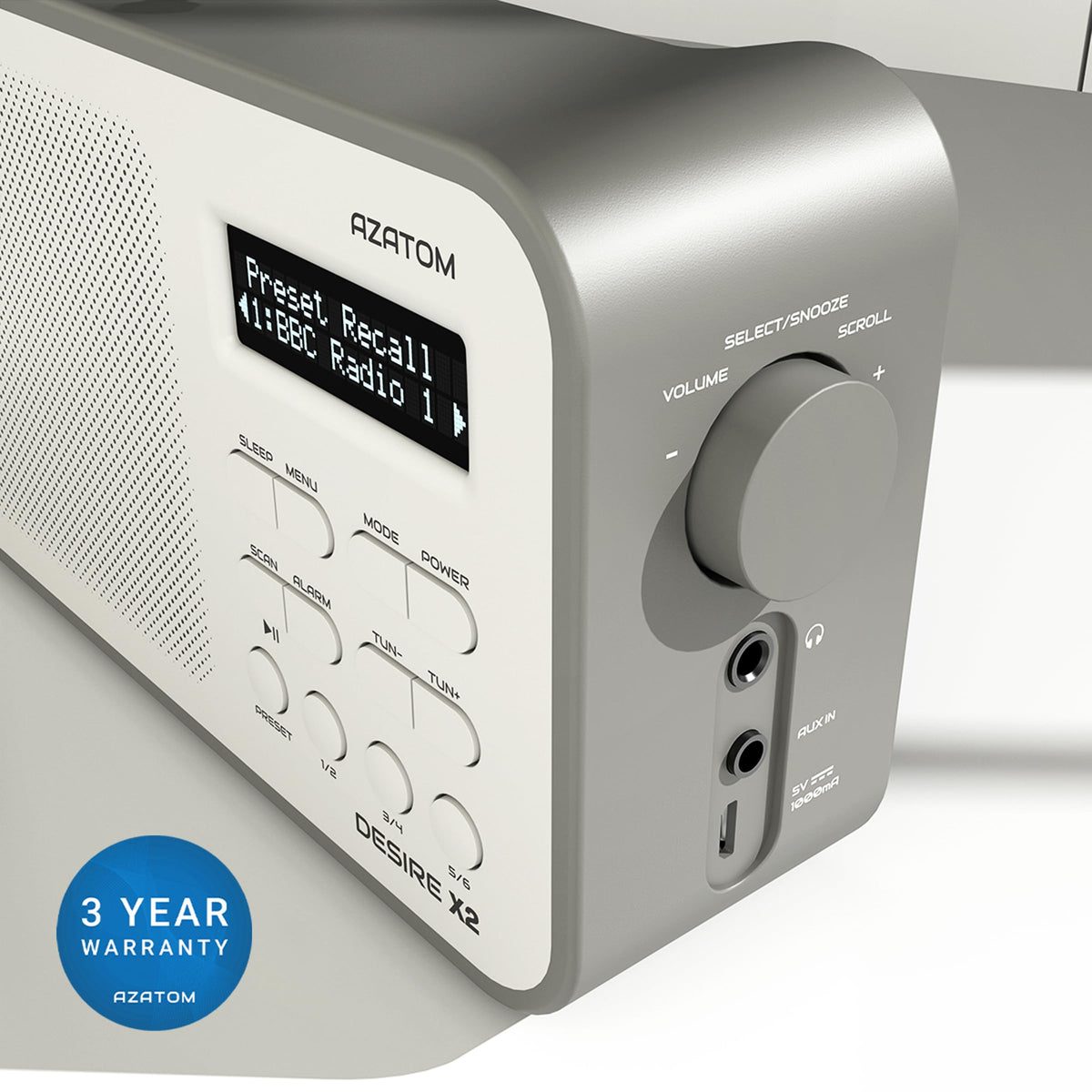 DAB/DAB+ & FM Portable Digital Radio | Simple Controls | Dual Alarms & Sleep Timer | Battery & Mains Powered (4x”AA”) | Bluetooth | Perfect for Home, Office or Outdoors | AZATOM Desire X2 (Black)
