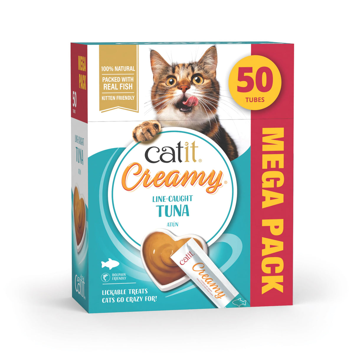 Catit Creamy Salmon & Prawn Lickable Cat Treats for Cats & Kittens 15x10g