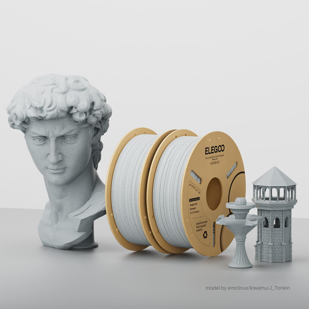 ELEGOO PLA Filament 1.75mm Black 1KG, 3D Filament Dimensional Accuracy +/- 0.02mm, 1kg Cardboard Spool(2.2lbs) 3D Printing Filament Fits for Most FDM 3D Printers