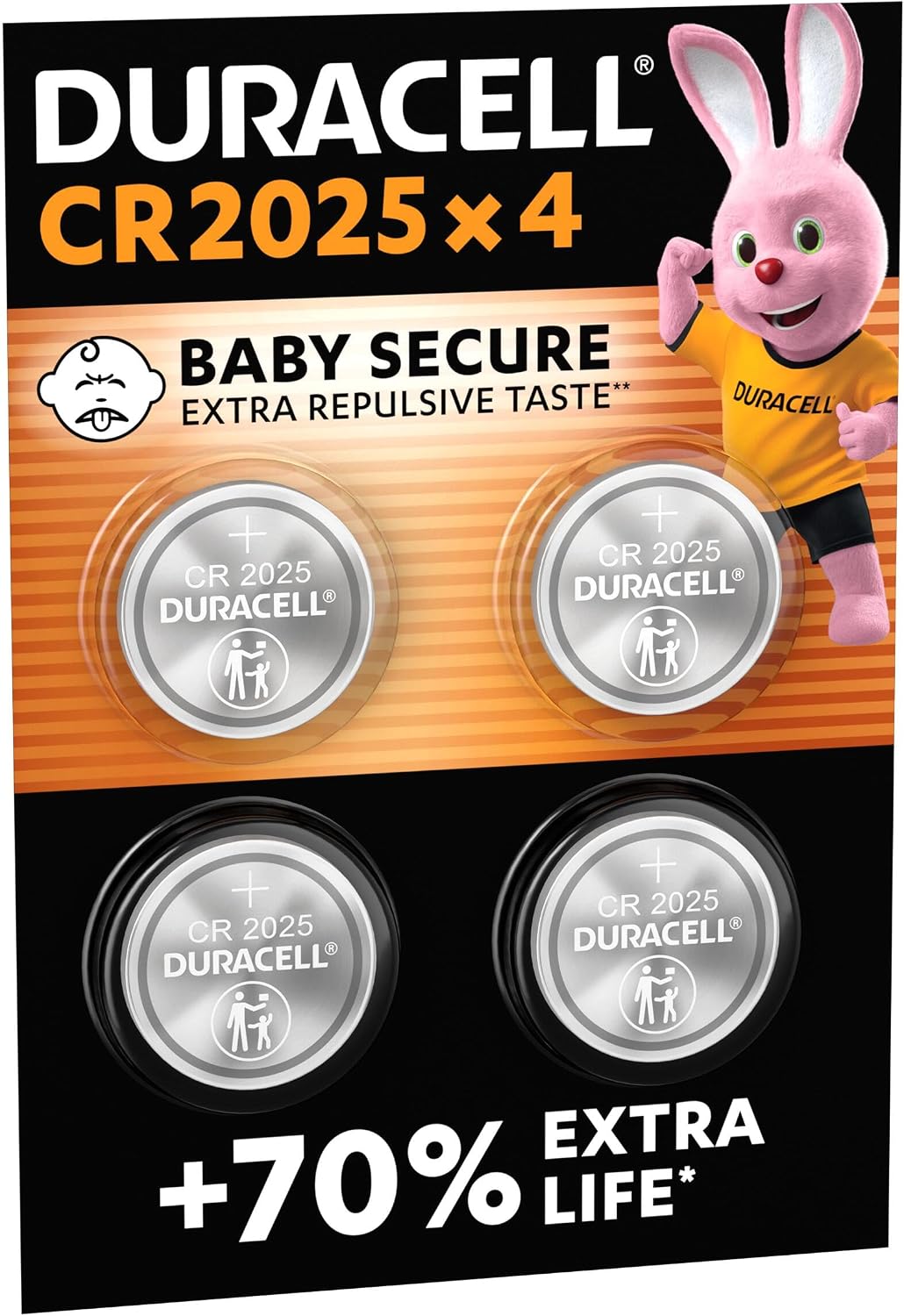 DURACELL 2025 Lithium Coin Batteries (4 Pack) 3V, CR2025