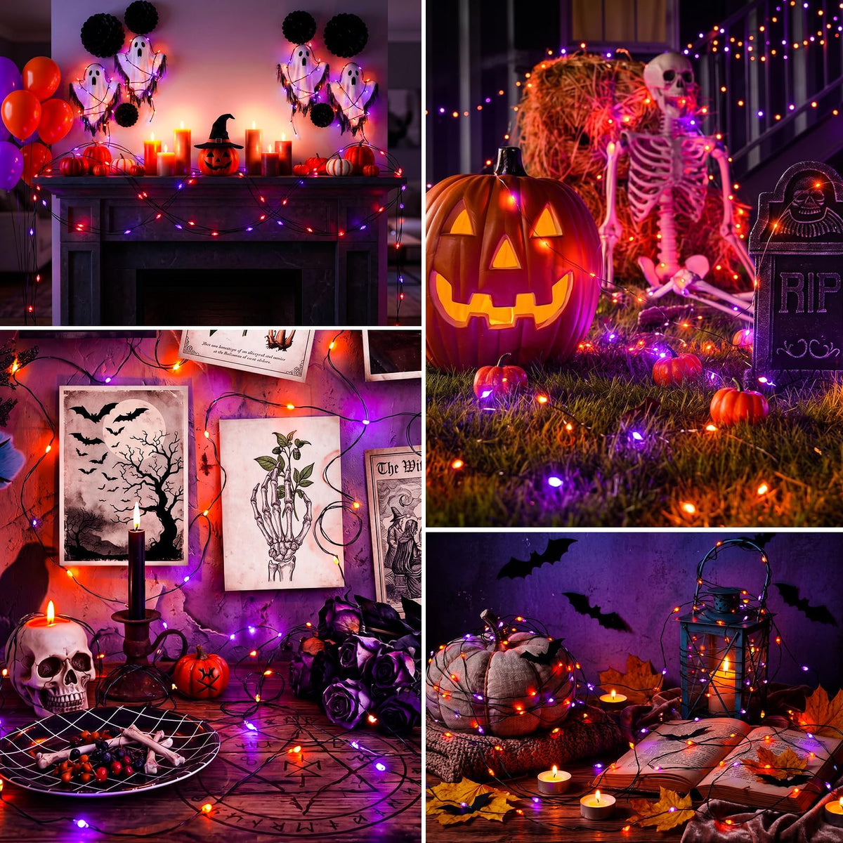 btfarm 2 Pack Halloween Orange Fairy Lights Battery Operated with Timer