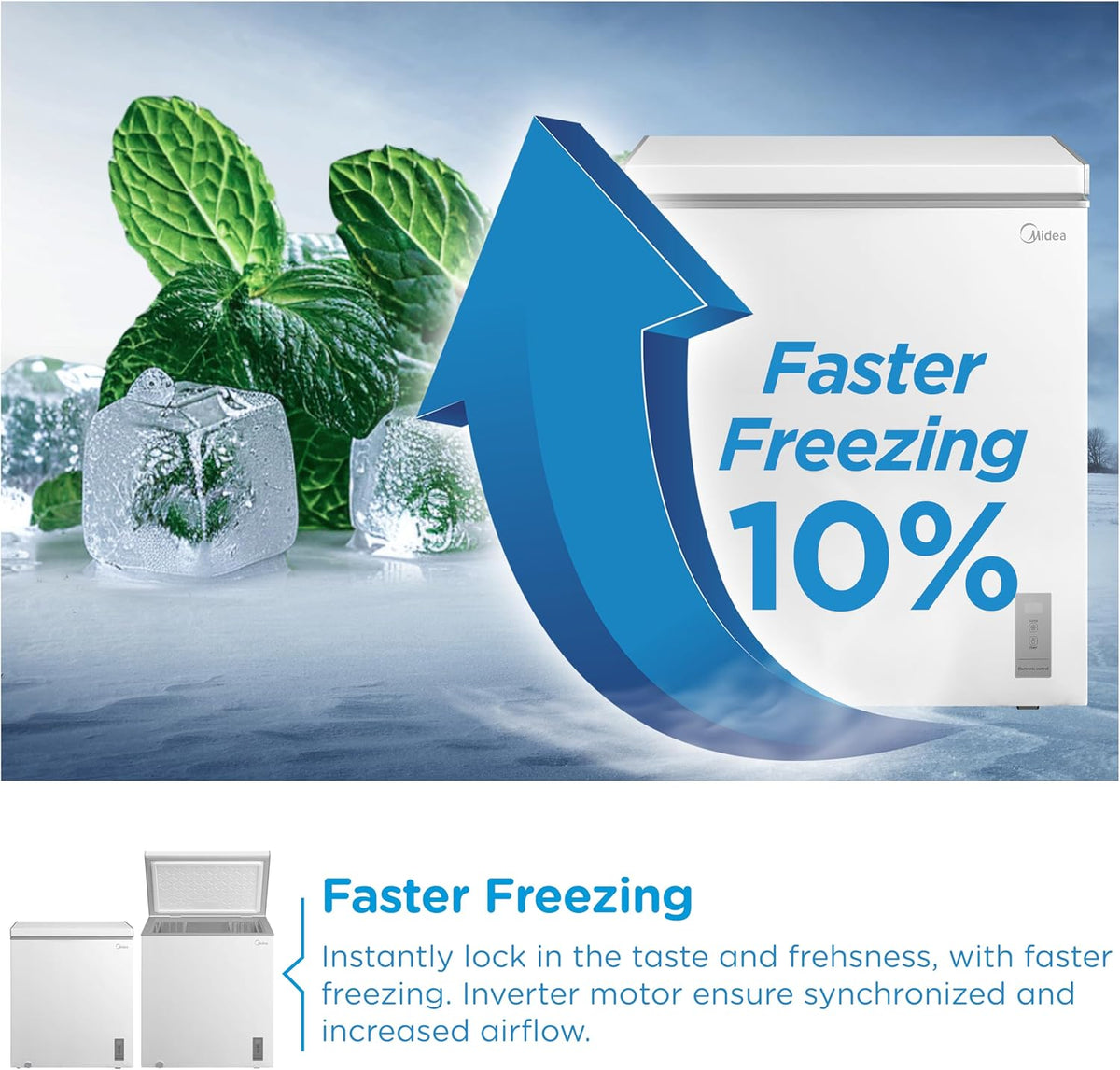 Midea 198L Chest Freezer with Convertible Refrigeration Mode, MDRC284FZE01