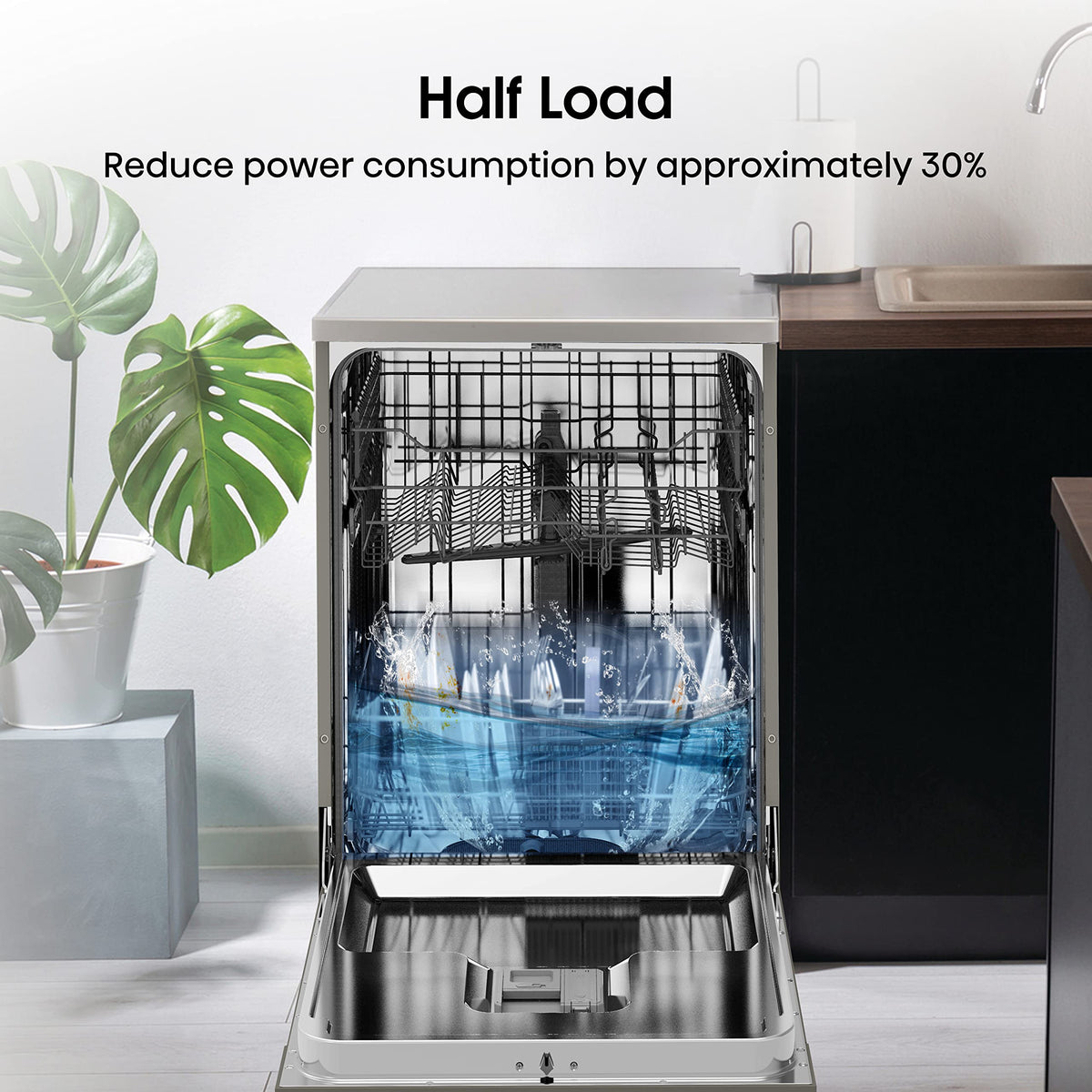 Hisense HS523E15WUK Slimline 10 Places Free Standing Dishwasher White with 30 Minutes Quick Wash [Energy Class E]