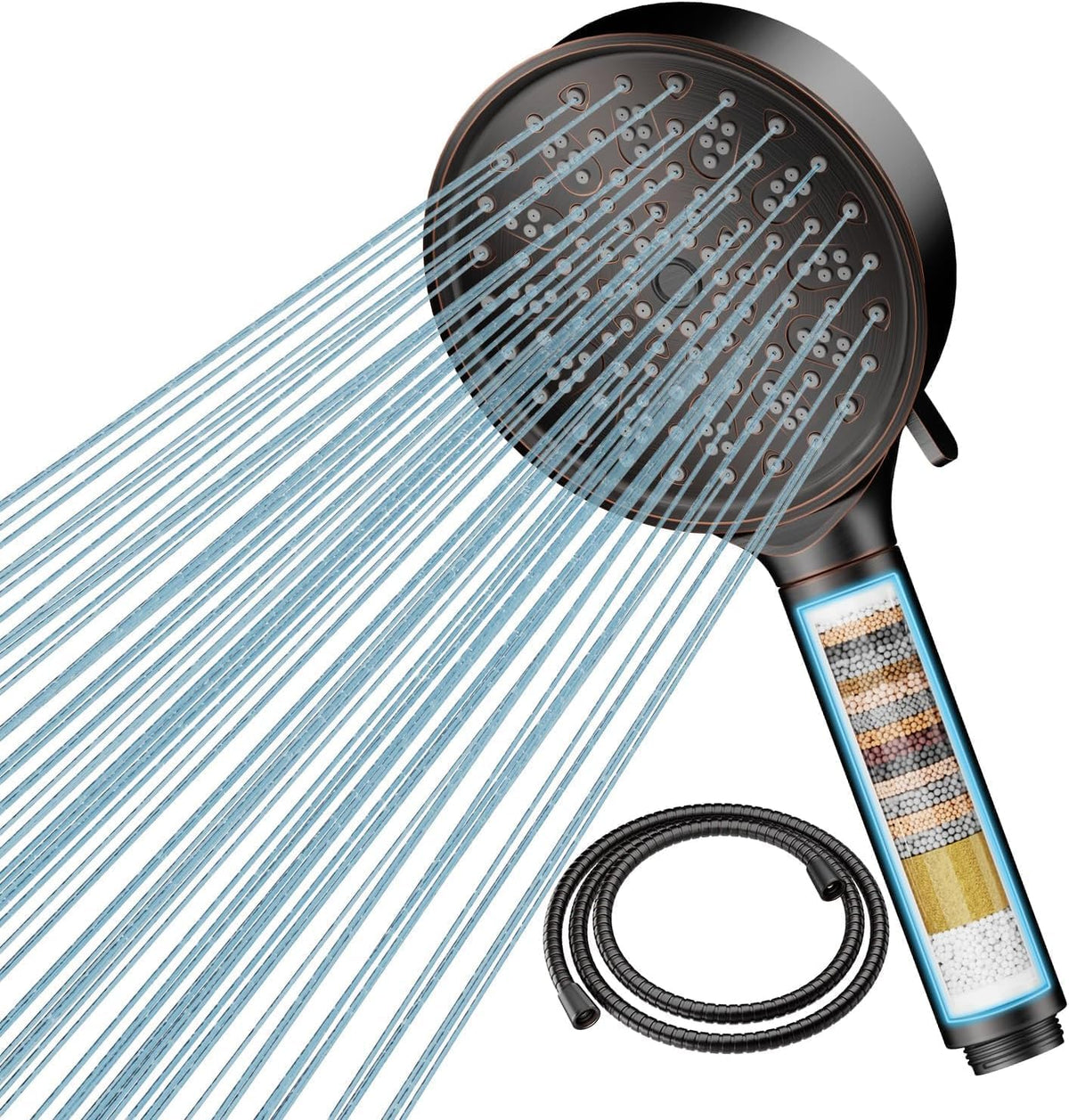 Cobbe Hard Water Filter Shower Head with 1.5m Hose and Holder