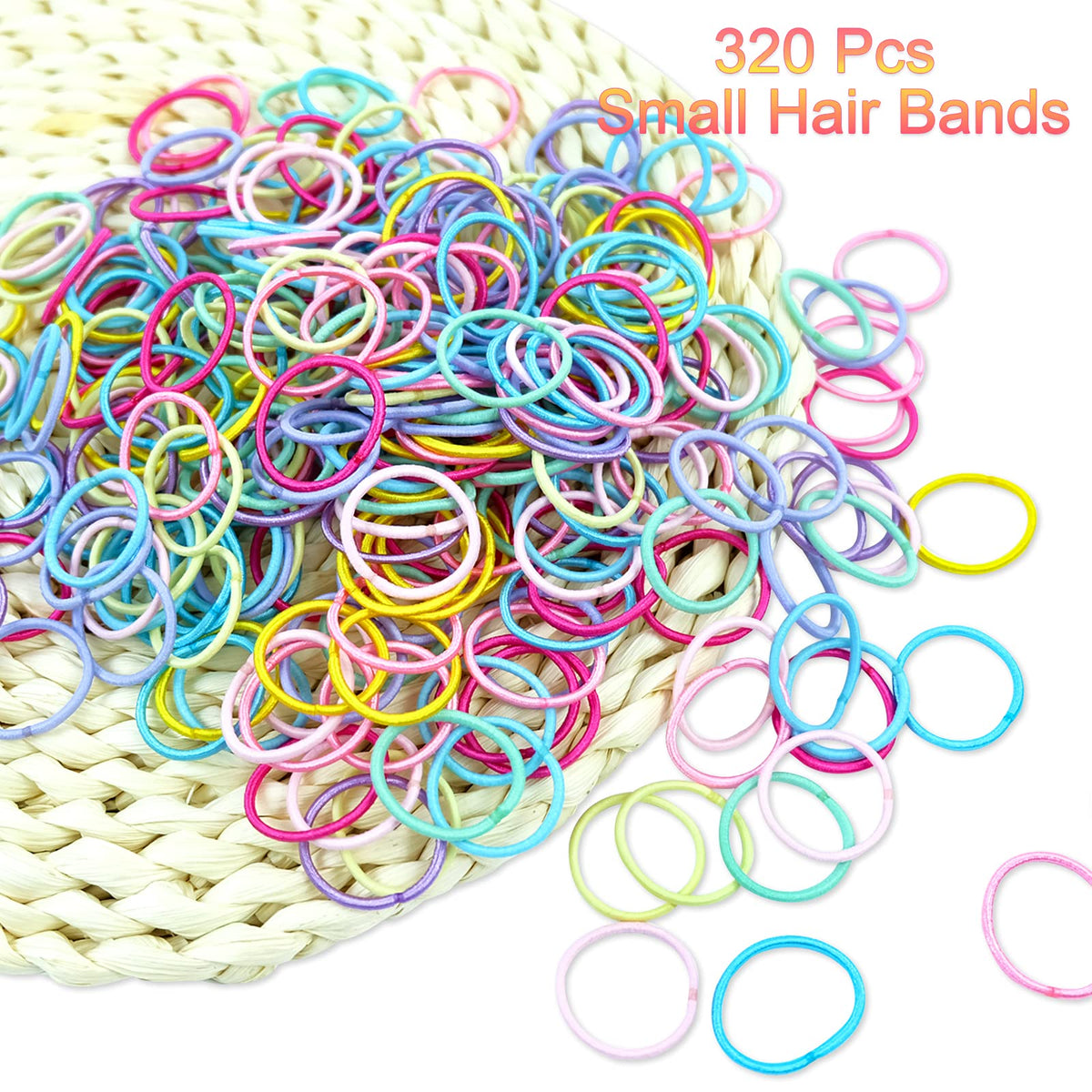 Hanyousheng 200 Pieces Hair Ties,Elastic Hairbands Ponytail Holders Hair Tie, Multicolor 2mm Hair Bands No Crease Hair Elastics Small Ponytail Holders Hair Accessories for Kids Girls Infants Toddlers