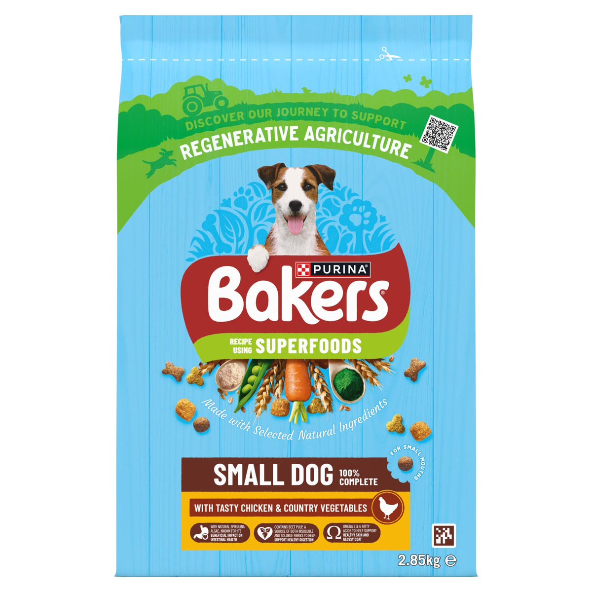 BAKERS Superfoods Small Dog Adult Dry Dog Food Chicken 1.1kg (Pack of 5)