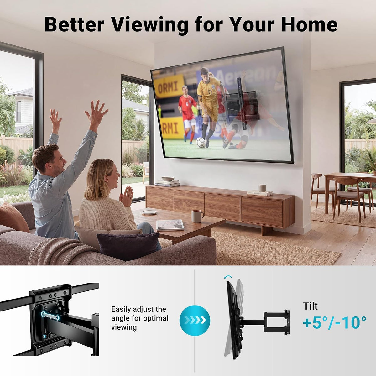 BONTEC TV Wall Bracket for 32-85 Inch TVs, Full Motion TV Wall Mount, 60 kg